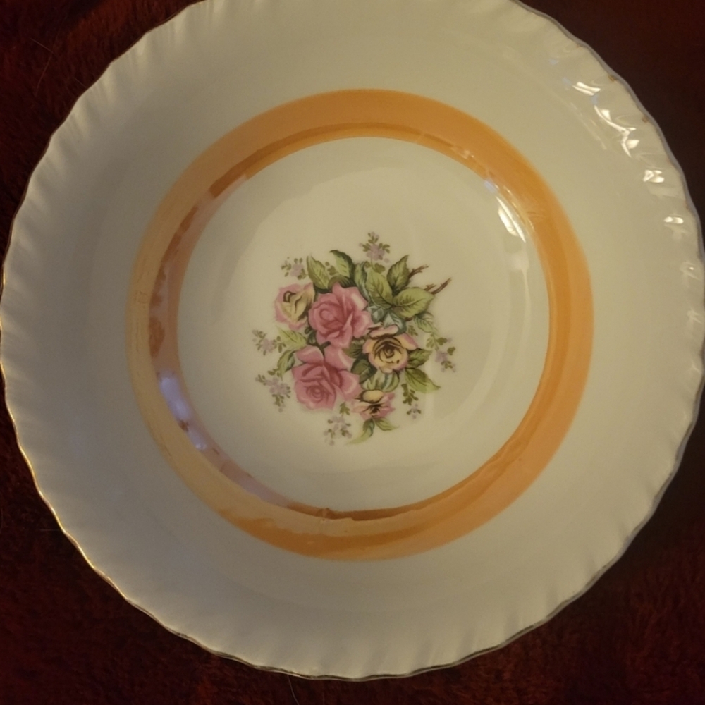 Vintage Westwood Bone China Elegant Lusterware Floral Gold Rim Serving Bowl‎